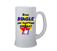 boccale birra bicchiere scritta single per legittima difesa idea regalo scherzo