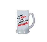 Boccale birra bicchiere uomo con scritta amo la birra ma anche mia moglie