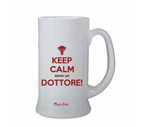 boccale birra bicchiere vetro scritta keep calm sono un dottore
