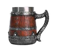 Boccale Da Birra - Boccale Da Cocktail In Botte Di Legno Simulato 16,5x15x9,5 Cm 550 Ml Con Manici Bicchieri A Forma Di Secchio Fatti A Mano | Da Taverna Medievale Vichinga Pirata Per Bar Ristor