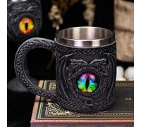 Boccale da birra con occhio di drago - Tazza da caffè grande in acciaio inossidabile, boccale da birra, regalo vichingo per uomini, amanti dei draghi, decorazione per feste da collezione(Black)
