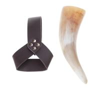 Boccale da birra con supporto in pelle medievale vichinghi tazza da birra corno con fondine in pelle Halloween Cosplay costume vichinghi bere corno fondine