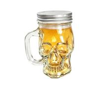 Boccale da birra da 500 ml trasparente con teschio di Halloween con | Boccale da birra in vetro per bar, ristorante, feste, spiaggia, cucina, casa, campeggio, viaggi, dormitorio