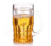 Boccale da birra divertente a doppio strato da 450 ml, boccale da birra finto con manico, liquido di birra simulato che scorre all'interno del boccale da birra, boccale da birra realistico in plastica