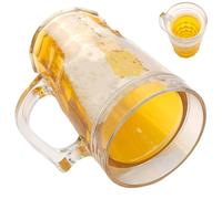 Boccale da birra finta, con doppio mezzanino, divertente tazza per acqua, lavabile in lavastoviglie, modello creativo per feste, barbecue, vacanze e altre scene