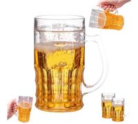 Boccale da birra finto, a doppio strato, divertente, in plastica, realistico, con manici, per bar, bevande, scherzi, feste e decorazioni