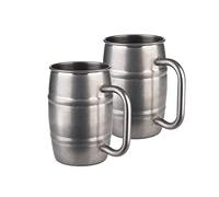 Boccale da birra in acciaio inox anticato, set da 2 pezzi, 0,5 litri