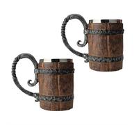 Boccale da birra in legno, stile vintage in legno con manico, tazza in acciaio inox a doppia parete, tazza da bere per uomo, bar, ristorante, accessori rinascimentali