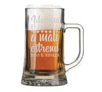 Boccale da Birra Mamma con Incisione Personalizzabile Festa della Mamma A mali estremi bevi & rimedi - Bicchiere in vetro 50 cl