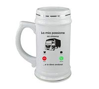 Boccale da Birra Mestieri Camionista la mia Passione Mi Chiama e io Devo Andare - Aggettivi Divertenti - Idea Regalo - capienza 50 cl