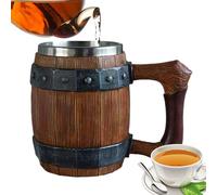 Boccale Da Birra Vichingo - Resina In Acciaio Inossidabile Lucidato A Mano 7,48x5,51x4,53 Pollici | Boccale Vichingo In Stile Botte Di Legno Fatto A Mano In Finto Legno, Bar Di Grande Capacità In Vetr