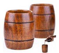 Boccale di Birra a Forma di Botte di Legno, Tazza Bere in Legno Naturale 2 Pezzi, Tazze tè Fatte a Mano per caffè, Bevande Calde, Latte, Vino