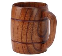 Boccale di Birra in Legno con Manico, 300 Ml Previene le Scottature Bicchieri Intagliati Boccale di Birra in Botte di Legno Tazza da tè in Legno per tè Latte Birra Cucina Bar di