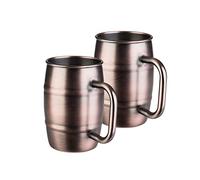 Boccale di birra originale Set di 2 pezzi Humpen 0,5 litri in acciaio inox in rame anticato