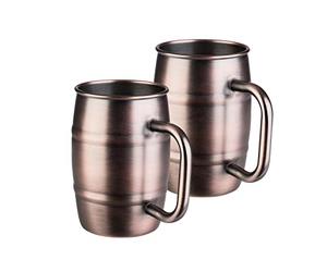 Boccale di birra originale Set di 2 pezzi Humpen 0,5 litri in acciaio inox in rame anticato