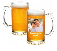 Boccale di Birra Personalizzato con Foto e Nome 500ml, Bicchiere Birra in Vetro con Dedica e Data, Regalo Uomo Originale per Festa del Papà, Compleanno, Natale, Nonno, Marito (Stile01)