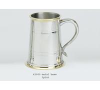 Boccale In Peltro 1Pt - Foderato Con Bordo In Ottone - Incisione Gratuita