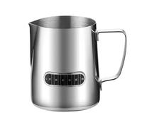 Boccale Latte in Acciaio Inox 350ML/600ML con Termometro - Bricco Schiumalatte in Acciaio 304 Alimentare per Latte Art, Cappuccino & Espresso (600ml)