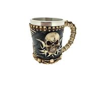 Boccale Tazza Death Teschio Macabro fantasy 11 cm diametro esterno 9 cm acciaio