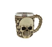Boccale Tazza dei Mille Teschi Macabro altezza 11 cm diametro esterno 9 cm lava