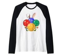Bocce Bocci Ball Uova di Coniglio Pasquale Orecchie da Coniglio Maglia con Maniche Raglan