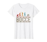 Bocce Evolution Evoluzione del Giocatore di Bocce Vintage Maglietta, Donna, Bianco, L