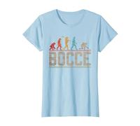Bocce Evolution Evoluzione del Giocatore di Bocce Vintage Maglietta, Donna, Celeste, XL