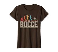 Bocce Evolution Evoluzione del Giocatore di Bocce Vintage Maglietta, Donna, Marrone, XL