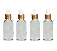 Boccette contagocce in vetro per oli essenziali, profumo, trucco, cosmetici, collirio, contenitori in vetro con pipetta (trasparenti), 4 pezzi 30 ml Transparent