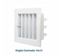 Bocchetta Aria cm14x13 Bianca-Griglia x Caminetto Regolabile con Serranda