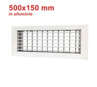 Bocchetta di mandata in alluminio bianco 500x150 mm doppie alette mobili