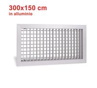 Bocchetta di mandata in alluminio colore bianco - 300x150 mm con doppio ordine d