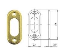 BOCCHETTA IN OTTONE PER CILINDRI OVALI 06027 00- - mm.23x54, spessore mm.2,5 ...