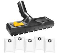 Bocchetta per Pavimenti per Kärcher WD3, WD4, WD5, WD6, con 5 Pezzi Sacchetti Filtro per Kärcher, Bocchetta di Ricambio per Aspirapolvere a Secco e Umido 35 mm