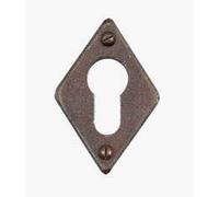 Bocchetta romboidale antichizzata linea"IL FORGIATO" colore ruggine foro yale mm.45x70 comleta di viti per il fissaggio FB 717