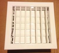 Bocchetta ventilazione griglia camini alluminio bianco 18x18 cm. imbocco 14 cm.