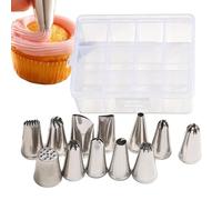 Bocchette per Glassa,12 Pezzi in Acciaio per Pasticceria - Kit Per Decorazione Cupcake - di Meringa, Cupcake, Pasticceria, Cucina, Principianti ed Appassionati
