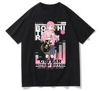 bocchi The Rock Hitori Gotou T-Shirt Gothic Cool Graphic Print T Shirt Mens Fashion Cotton Clothes Vintage T Shirts Short Sleeve Black XL