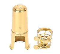 Bocchino di Sassofono Tenore, Tappo di Clip Metal Dorato, tra Cui Clip da 1 Pc e Tappo da 1 Pc, per i Giocatori di Sassofono Tenore