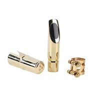 Bocchino in metallo per sassofono contralto jazz, design dorato robusto, cavità per effetti musicali compatti, ritmo veloce e supporto per toni alti, con cappuccio e 2 pad