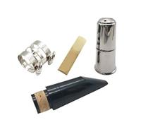 Bocchino per Clarinetto Piatto in SIB Set di Quattro Pezzi in Argento Bocchino Scheda in Metallo Tappo Ad Anello in Rame Accessori per Clarinetto Ad Ancia