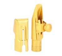 Bocchino per Sax Soprano con Finitura Placcata Oro Lucido, Tono Brillante e Focalizzato, Pratico Cappuccio in Metallo per Esercitarsi
