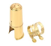 Bocchino per saxofono tenore con clip e cappuccio dorato, accessori musicali, kit di ricambio con clip resistente e cappuccio protettivo per suonatori di