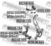Boccola braccio oscillante anteriore MZAB-154 FEBEST per MAZDA 6 Tre volumi