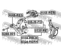 Boccola braccio oscillante Assale anteriore inferiore HAB-RES FEBEST per HONDA