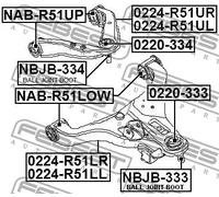 Boccola braccio oscillante Assale anteriore NAB-R51LOW FEBEST per NISSAN