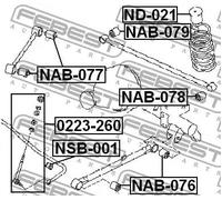 Boccola braccio oscillante Assale posteriore Dx NAB-079 FEBEST per NISSAN