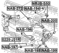 Boccola braccio oscillante Assale posteriore inferiore NAB-197 FEBEST per NISSAN