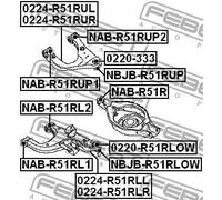 Boccola braccio oscillante interno NAB-R51R FEBEST per NISSAN INFINITI