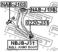 Boccola braccio oscillante posteriore NAB-J10B FEBEST per RENAULT NISSAN
